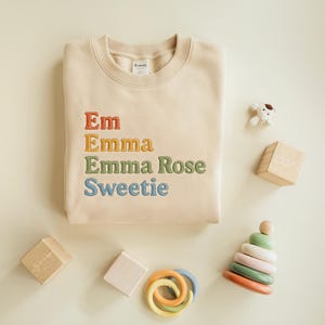 Personalized Embroidered Kids Sweatshirt, Rainbow Name Sweater