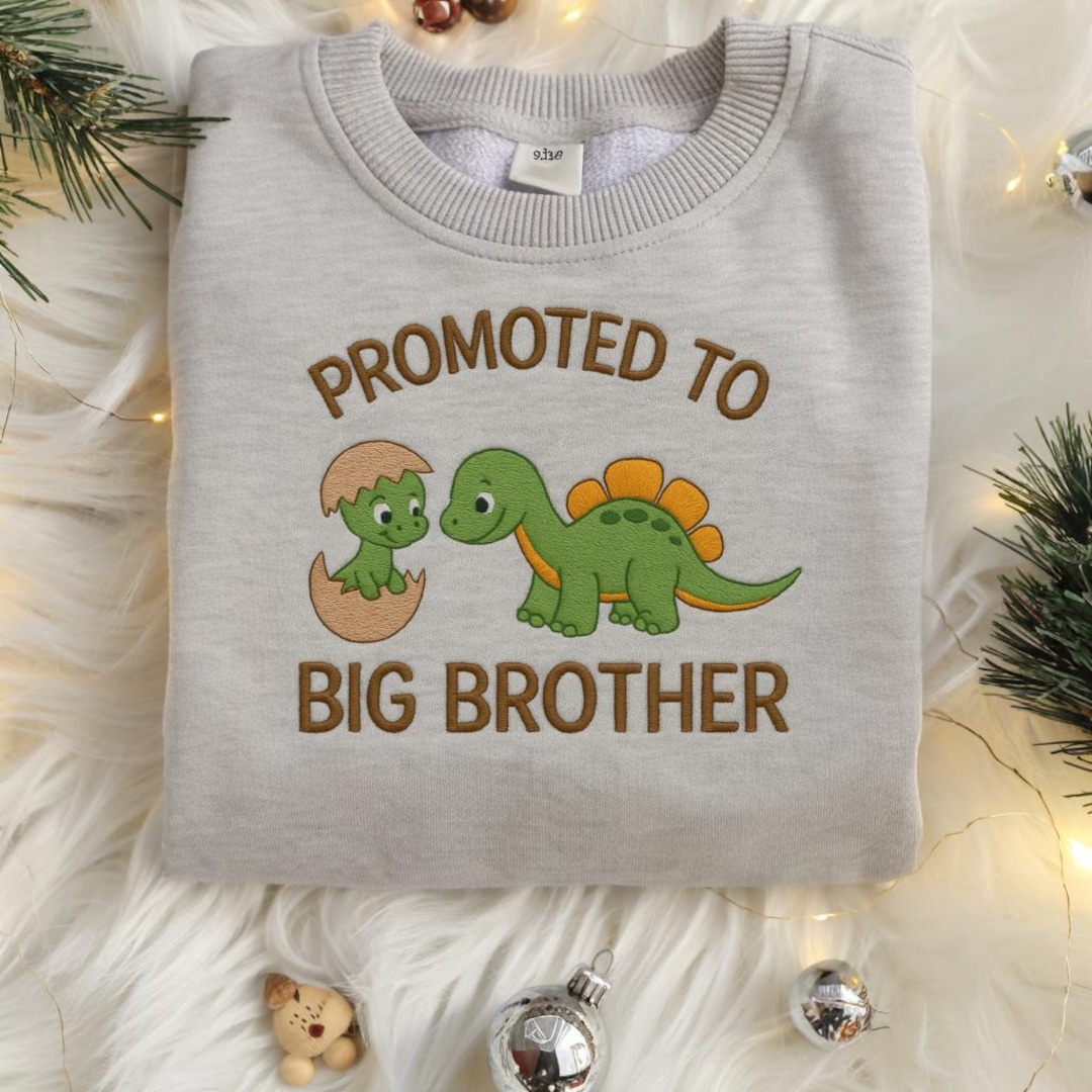 Promoted to Big Brother Embroidered Sweatshirt, Dinosaur Kids Shirt, Sibling Announcement Outfit, Toddler Sweatshirt, New Baby Gift