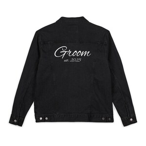 Stylish Groom Denim Jacket, Custom Embroidered Jacket for Weddings, Casual Outerwear, Perfect Engagement Gift, Unique Groom Gift