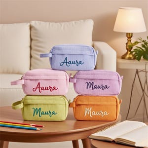 Personalized Name Corduroy Pencil Case For Kids, Custom Pencil Case, Back To School Gift, Girls Pencil Pouch, Birthday Gift For Girls