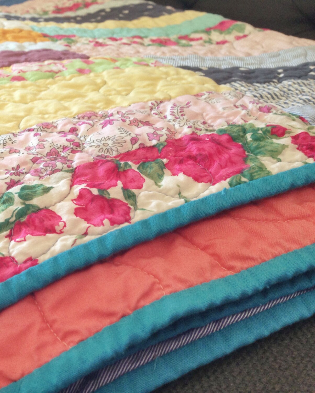 Twin Size Quilt Currituck No. 3 Quilt Upcycled Clothes Blue Etsy