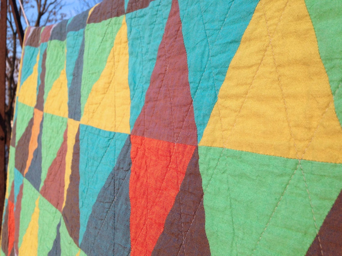 Twin quilt Julian Price quilt red blue purple yellow green Etsy