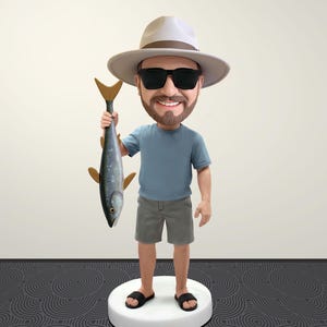 Angepasste Angler-Puppe, Fischer-Puppe, Fischer-Puppe, Geschenk für Angelfreunde
