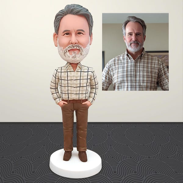 Custom Bobblehead from Photo, Custom Men's Bobblehead, Unique Retirement or Birthday Gifts for Men/Dad/Husband/Boss, Handmade replica model