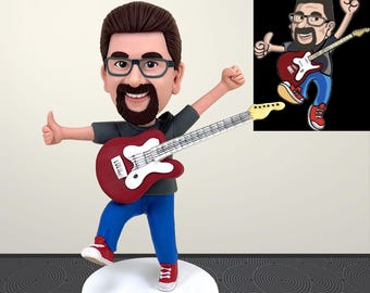 Custom Guitar Player Bobblehead, Personalized Gift For music lovers, Custom Bobblehead Musician, Custom Bobblehead Rockstar