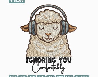Ignoring You Comfortably Sheep Embroidery Design, Funny Introvert  Quote Machine Embroidery File – EXP DST