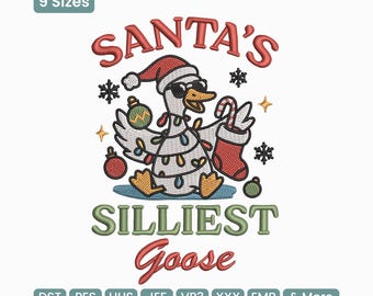 Diseño de bordado navideño del ganso más tonto de Papá Noel, archivo de bordado de ganso divertido para las fiestas, bordado a máquina del traje de Papá Noel – DST PES
