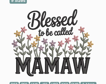 Diseño de bordado "Bendita seas mi abuela", patrón de bordado a máquina para el Día de la Madre (DST PES JEF, 9 tamaños)