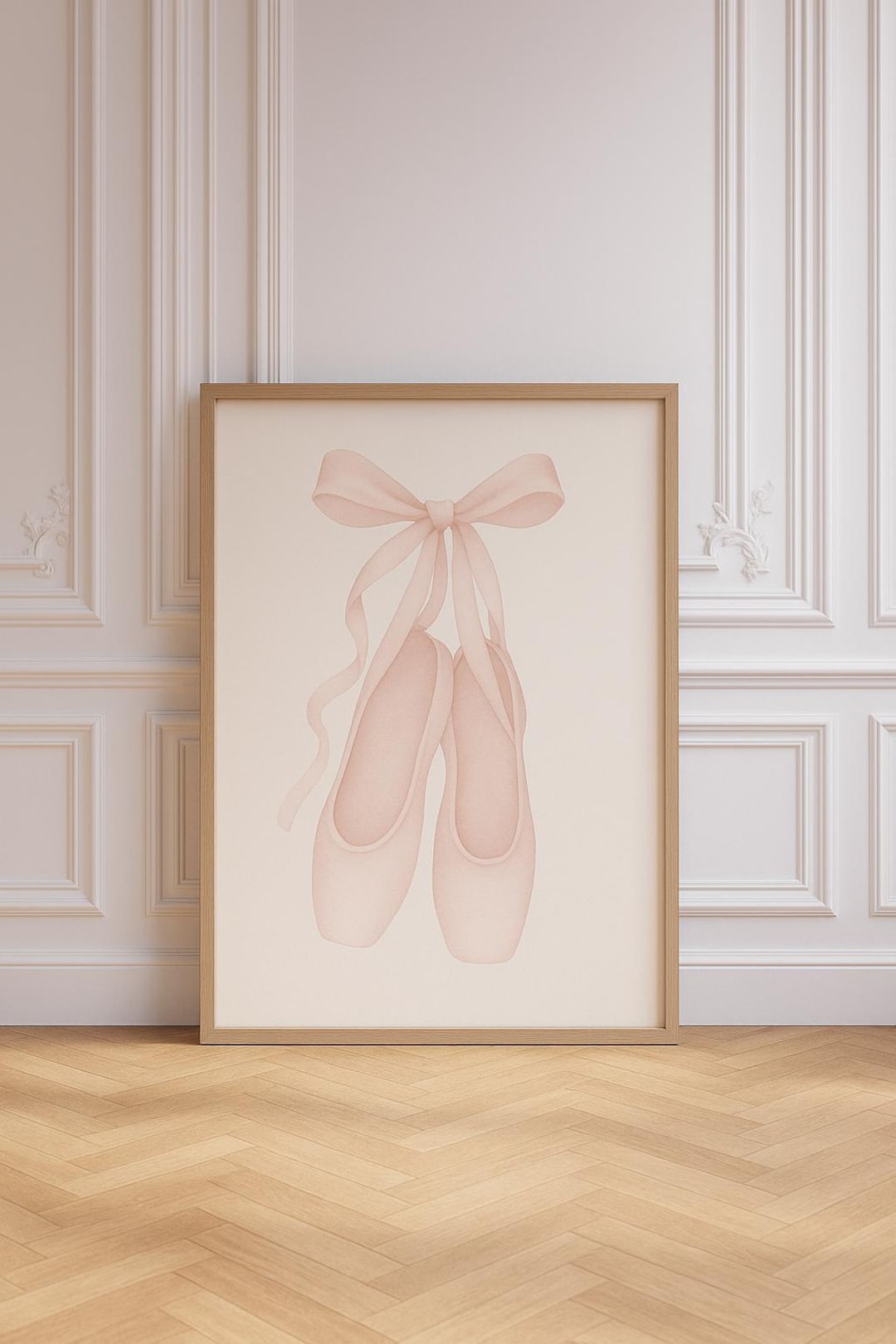 バレエのトウシューズの印刷可能なアート – ブラッシュピンクの壁飾り