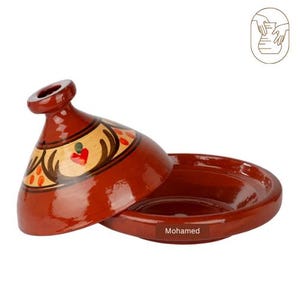 Handmade Moroccan Tagine Pottery – Authentic Clay Cookware for Slow Cooking Traditional Moroccan Meals – Unique Gift with Recipe Card