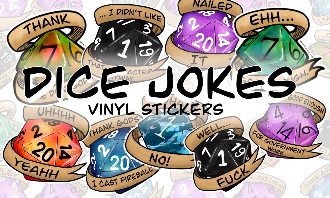 Dice Jokes Sticker Sticker Water Bottle Meme Sticker Dnd Etsy