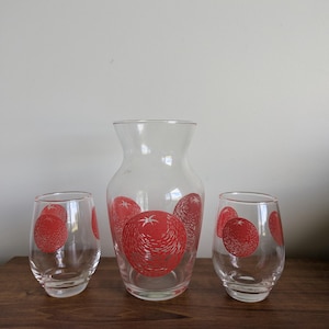 Vintage Red Tomato / Orange Glass Pitcher & Tumblers three-piece Set – Mid-Century Juice Glassware