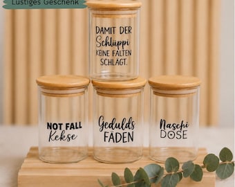 Leuk cadeau, voorraadpot met deksel, verjaardagscadeau-idee, cadeau-idee voor een collega, snoepcadeau, glazen voorraadpot met deksel