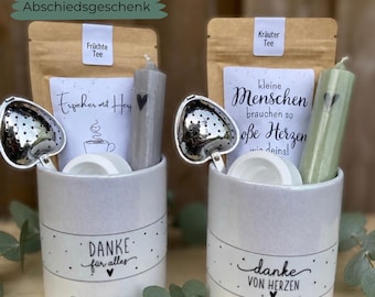 Regalo di addio per un insegnante, regalo per un insegnante, regalo di ringraziamento, regalo per il tè, grazie per l'insegnante, insegnante con il cuore, servizio da tè