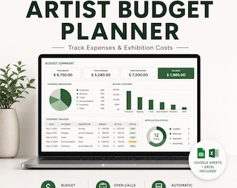 Budgetplanerare för konstnärer | Spårare för utställningar, bidrag och öppna utlysningar | Mall för Google Sheets