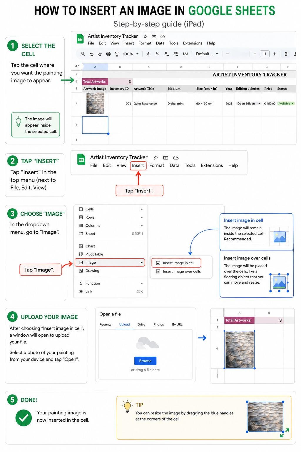 Artist Inventory Tracker | Google Sheets Artwork Inventory Template - Etsy