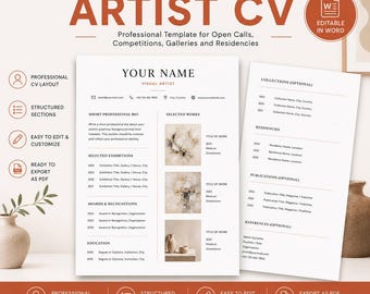 Artist CV Template Word – Professional CV for Open Calls, Competitions & Galleries
