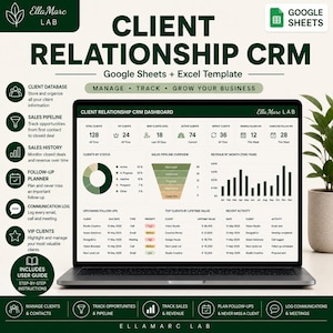 Client Relationship CRM | Google Sheets Template for Small Business, Sales Pipeline, Client Database & Follow-Up Tracker