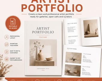 Mall för konstnärsportfolio i Word – Professionell konstportfolio för gallerier, öppna utlysningar och bidrag