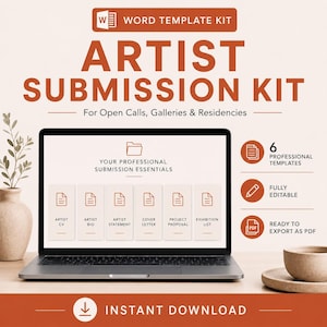 Artist Submission Kit Word Templates for Open Calls Galleries Residencies CV Bio Statement Cover Letter Portfolio Documents