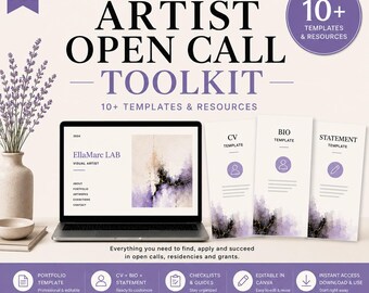 Artist Open Call Toolkit | Portfolio, CV, Bio & Artist Statement Templates | Art Submission Kit (Word + Canva)