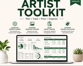 Artist Toolkit for Google Sheets | Budget Planner, Inventory Tracker, Grant Tracker & Art Pricing Calculator