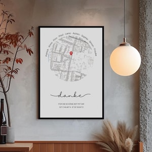 Personalized farewell gift for a colleague – thank you poster with name & coordinates, digital download, gift for a job change team