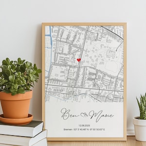 Spersonalizowany plakat ze współrzędnymi – do pobrania w wersji cyfrowej z imionami i datą, prezent dla pary, na ślub, zaręczyny, rocznicę