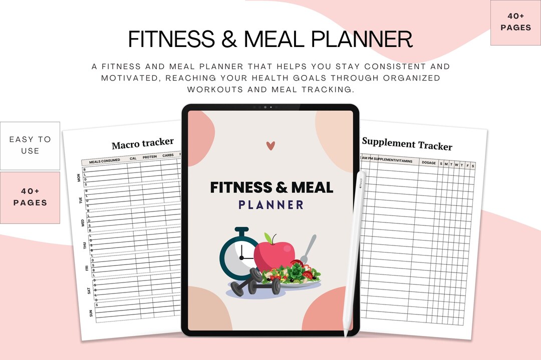 Editable Fitness & Meal Planner | Workout and Nutrition Tracker | Canva ...