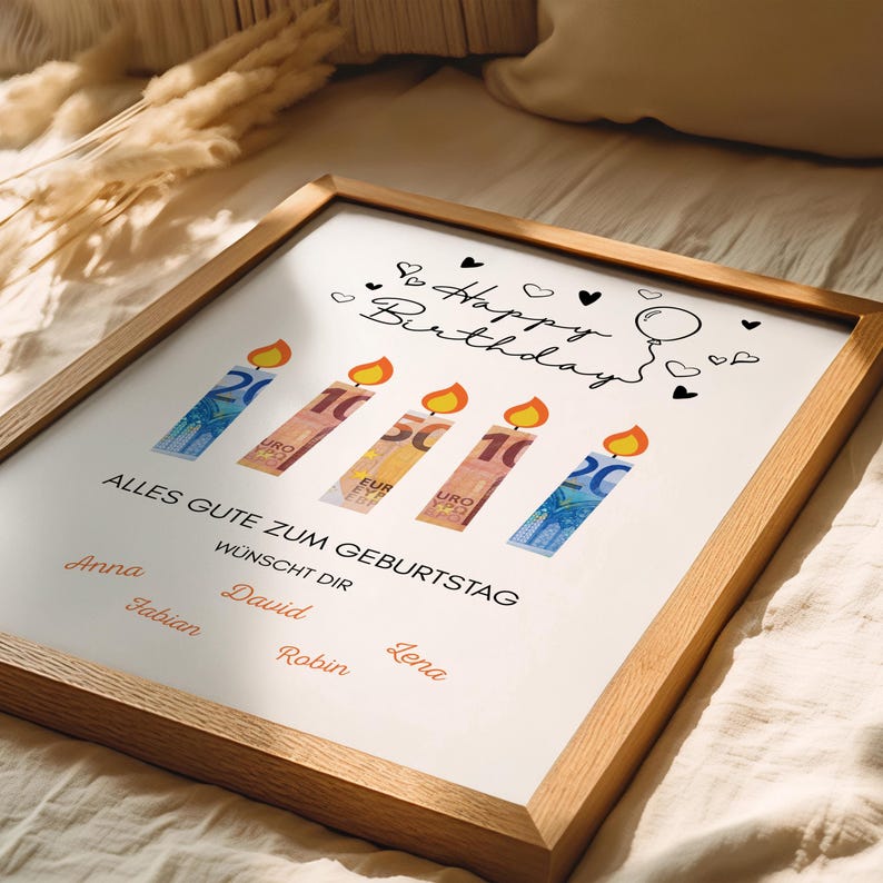 DIY Printable Birthday Money Gift | Insert Banknotes Into Candles ...