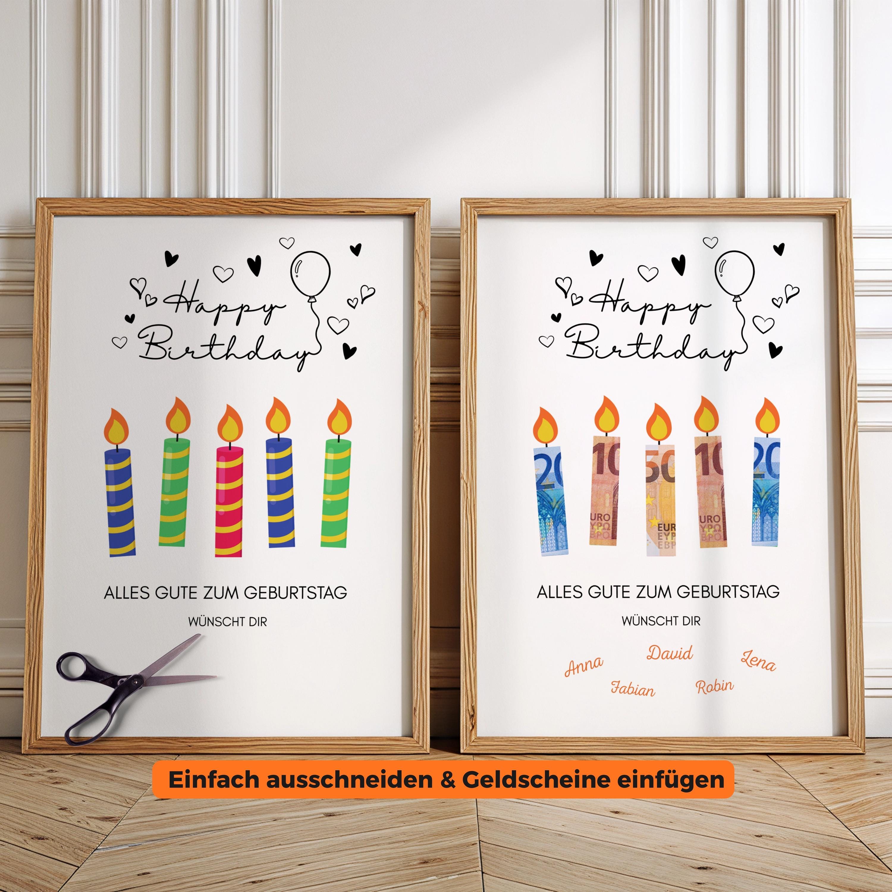 DIY Printable Birthday Money Gift | Insert Banknotes Into Candles ...