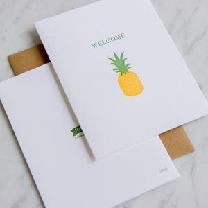 Willkommen Sie zu Hause Ananas Buchdruck willkommen Karte Einweihungsparty Bild 2