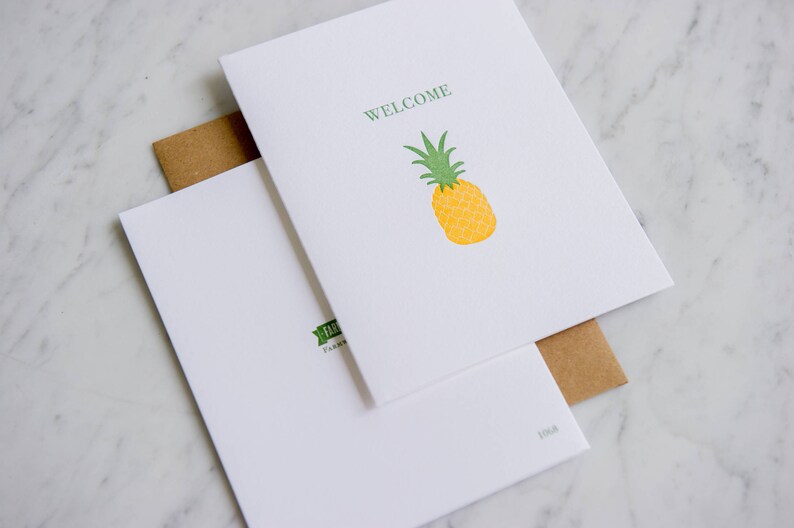 Willkommen Sie zu Hause Ananas Buchdruck willkommen Karte Einweihungsparty Bild 2