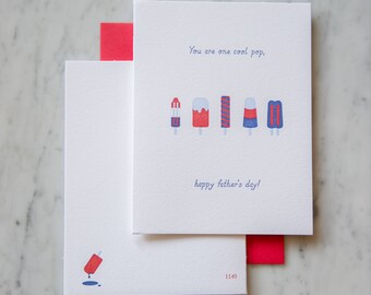 One Cool Pop, letterpress Father's Day Card
