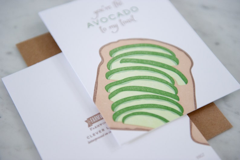 You Are the Avocado to My Toast, Letterpress Love Card image 3