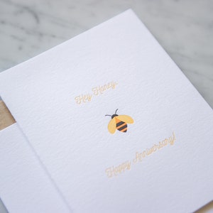 Happy Anniversary Honey letterpress Anniversary card with bee beekeeping image 2