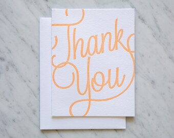 Thank you single color letterpress card - Mayer Lemon inspired