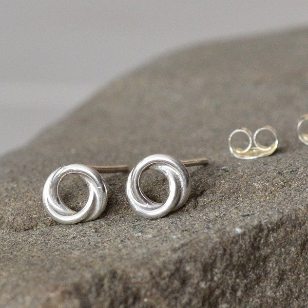 Love Knot Earrings, Small Post Earrings, Sterling Silver Earrings, Silversmith Earrings