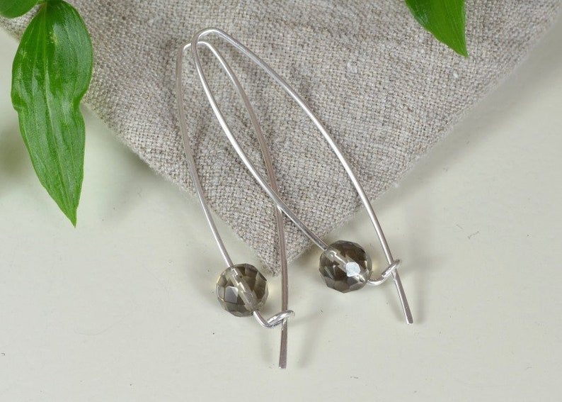 Smoky Quartz Earrings, Long Earrings, Sterling Silver Threader Earrings image 7