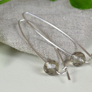 Smoky Quartz Earrings, Long Earrings, Sterling Silver Threader Earrings image 5