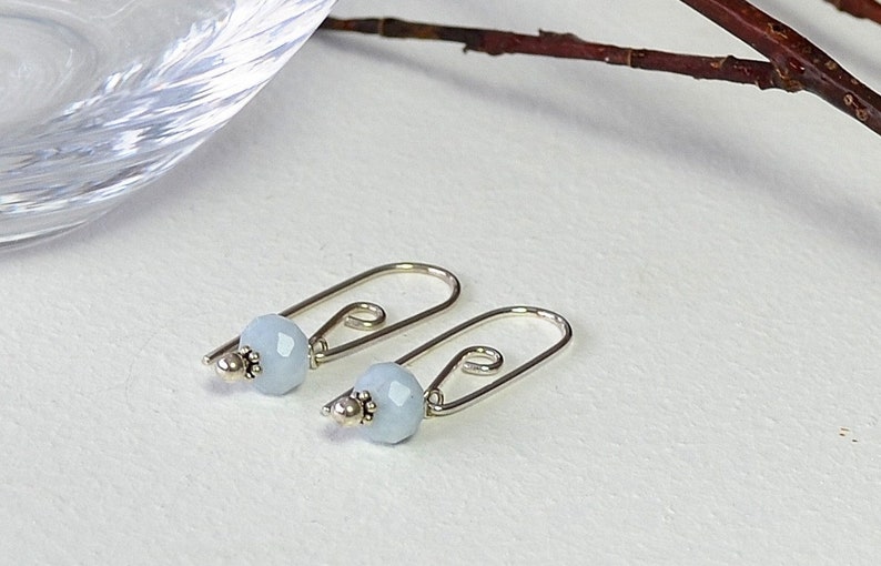 Sterling Silver Earring Artisan Earrings Aquamarine Earrings