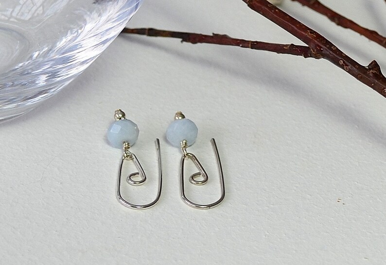 Sterling Silver Earring Artisan Earrings Aquamarine Earrings