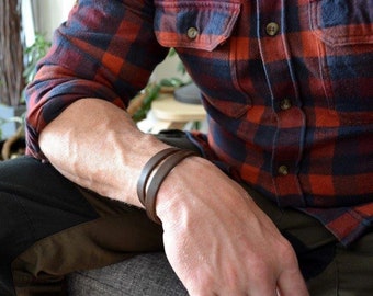 Mens Brown Leather Bracelet, Gift for Dad, Leather for Men, Mens Bracelet