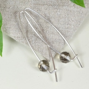 Smoky Quartz Earrings, Long Earrings, Sterling Silver Threader Earrings image 1