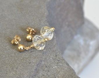 Citrine Earrings, 14K Gold Fill Earrings, Yellow Gemstone Earrings, November Birthstone Earrings
