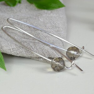 Smoky Quartz Earrings, Long Earrings, Sterling Silver Threader Earrings image 6