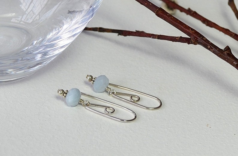 Sterling Silver Earring Artisan Earrings Aquamarine Earrings