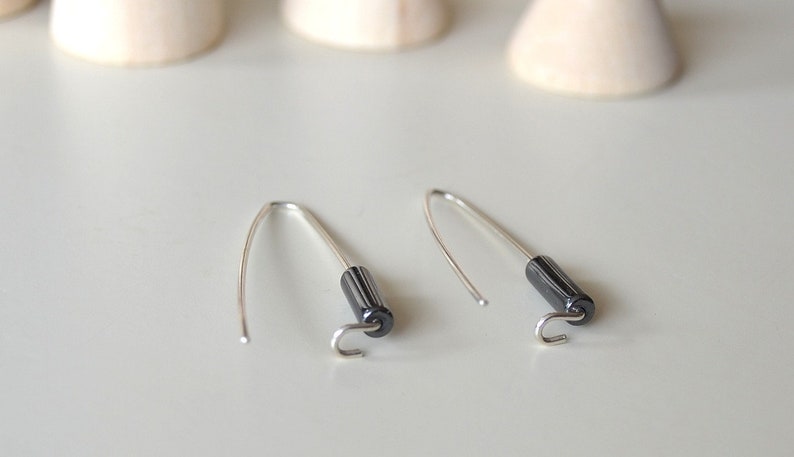 Hematite Earrings, Metallic Jewelry, Modern Earrings, Handmade Earrings, Black Earrings image 4