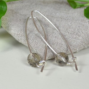 Smoky Quartz Earrings, Long Earrings, Sterling Silver Threader Earrings image 2