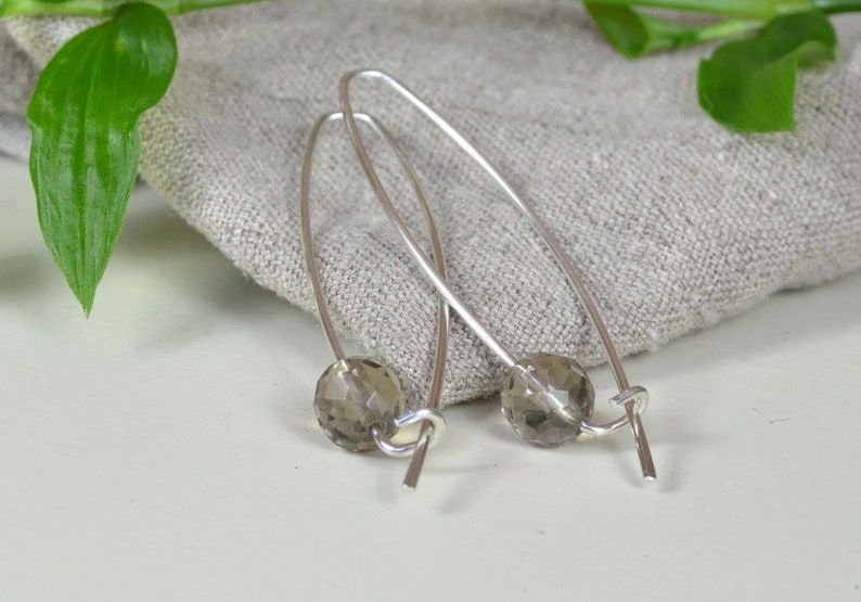 Smoky Quartz Earrings, Long Earrings, Sterling Silver Threader Earrings image 2